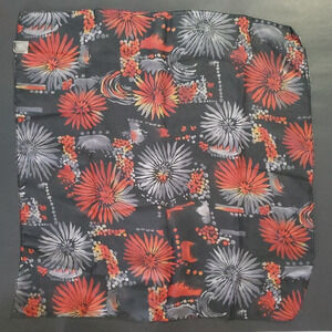 Vintage Scarf FLORAL BURST Fashion Art Sheer Light Chiffon 19" SQUARE